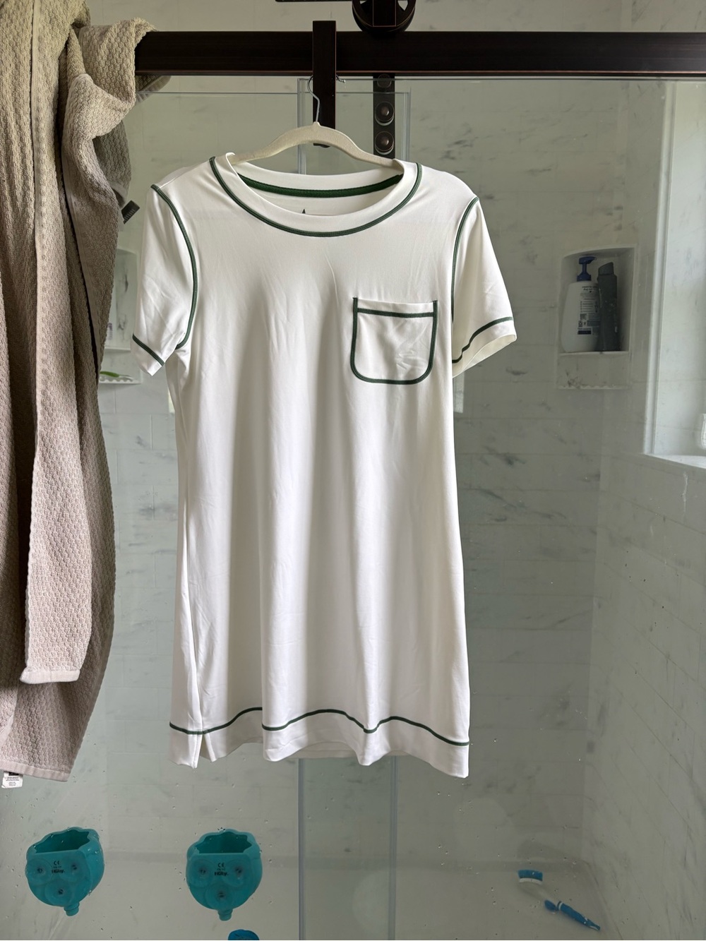 Women's White Dress with Green Piping- New without tags. Never worn